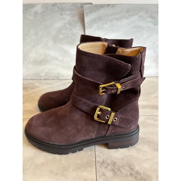 Ann Taylor Weekend Collection Buckle Suede Bootie Brown Size 6 NWOB Side Zip - Picture 3 of 7